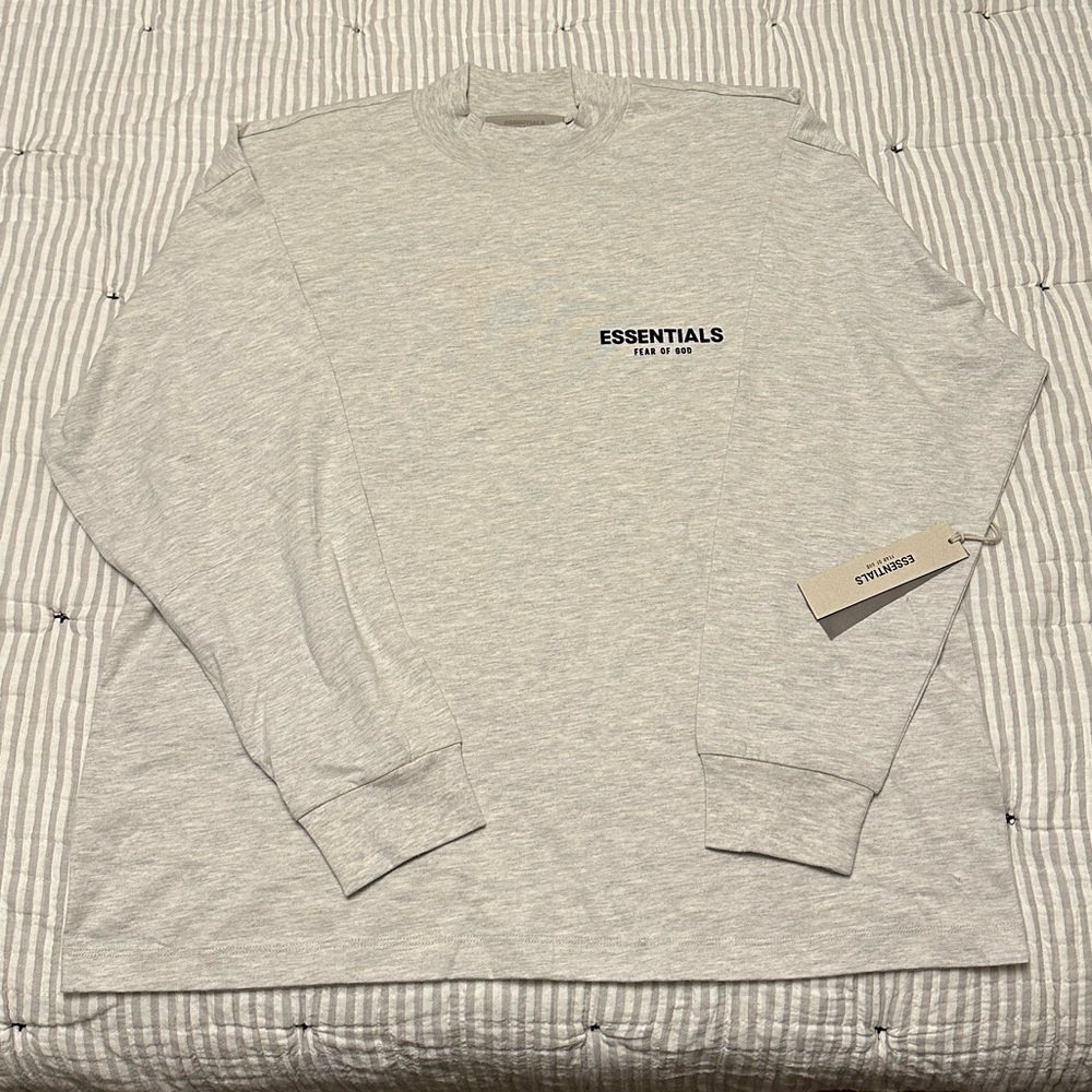 Fear of God Essentials Long Sleeve Mock Neck Cotton Graphic Tee